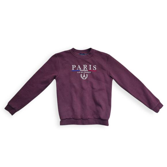 Paris Tour D'Or Ile De France Maroon Pullover Crewneck Sweatshirt Women Sz M - Picture 3 of 13